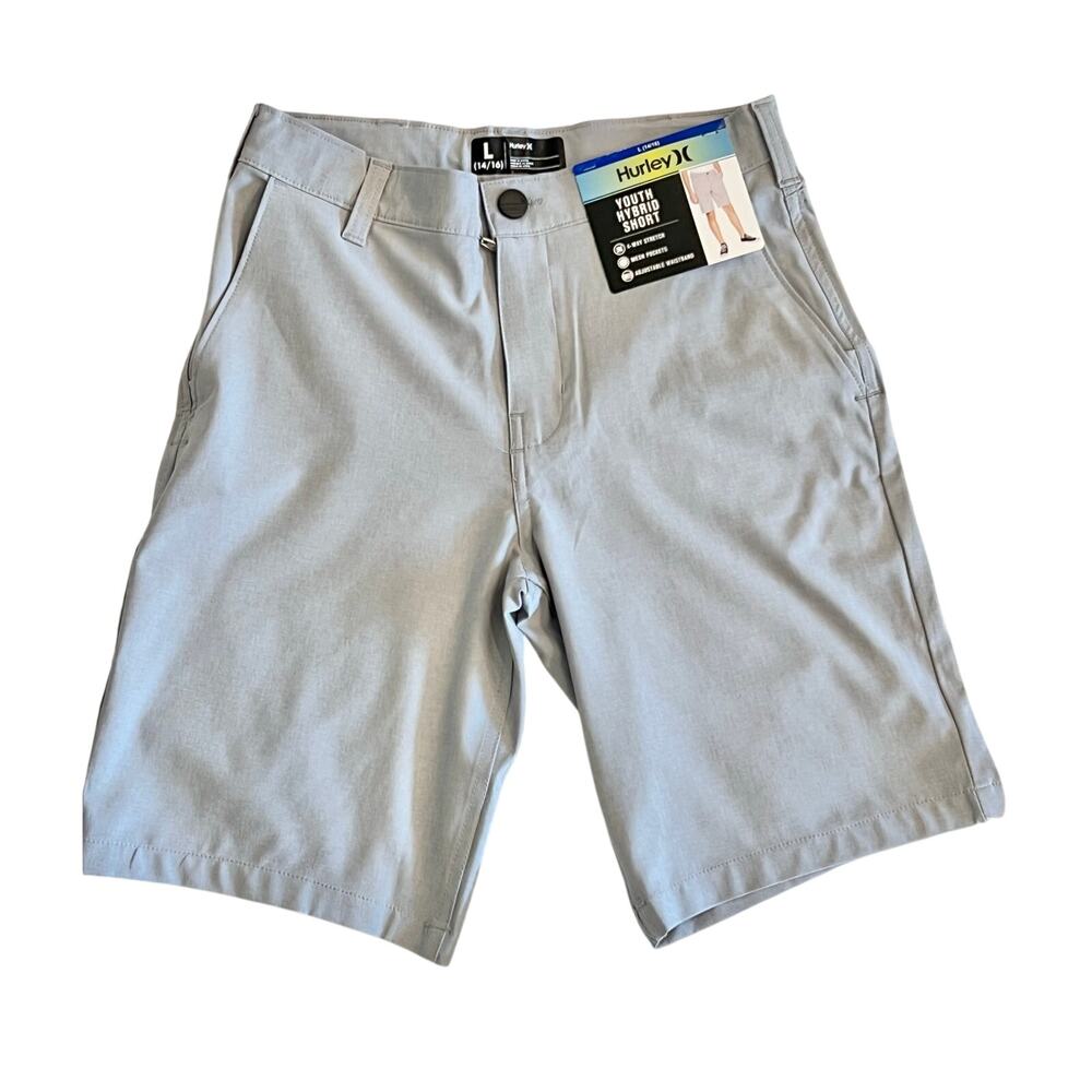 NWT Hurley Youth Hybrid Short Boys L 14/16 Stretch Gray Shorts Waist NEW Swim